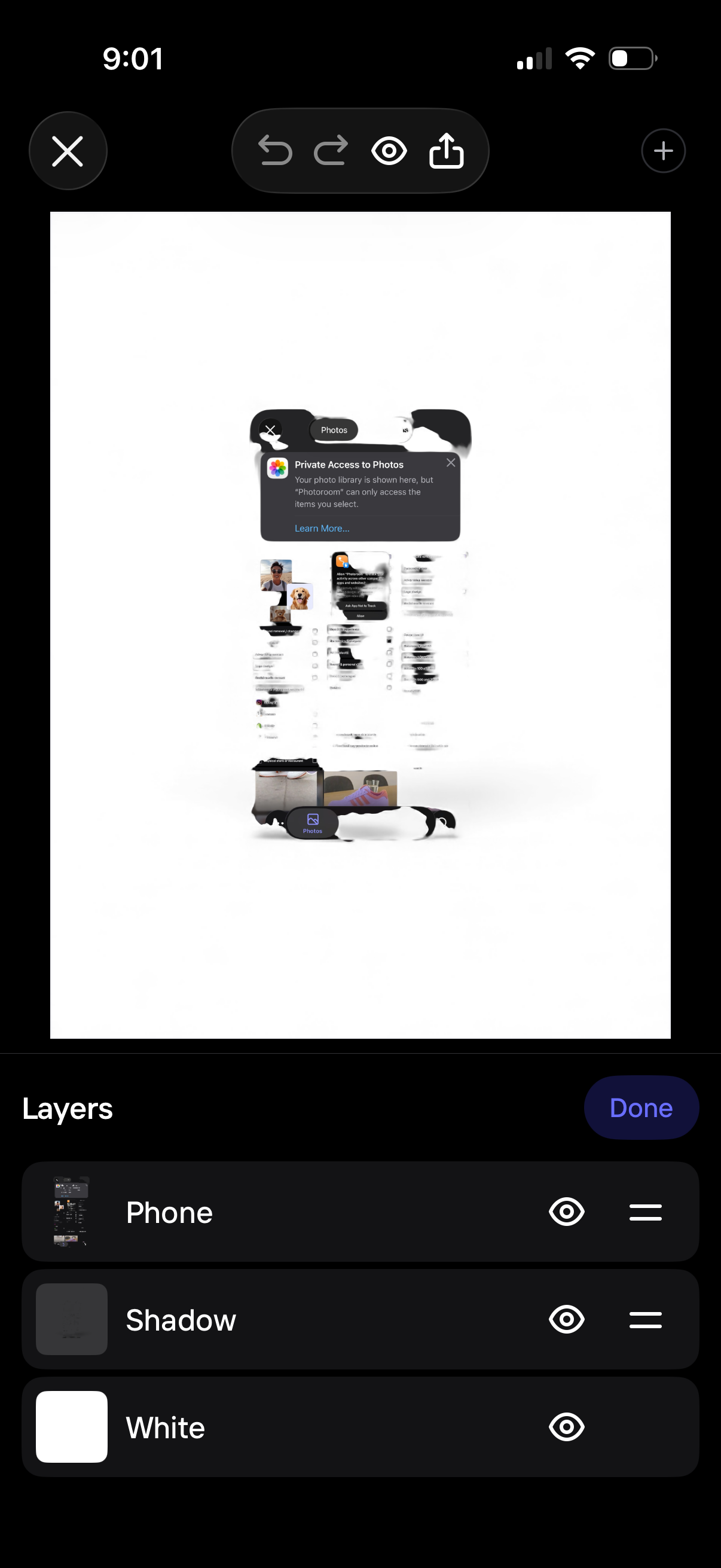 photoroom navigation screenshot